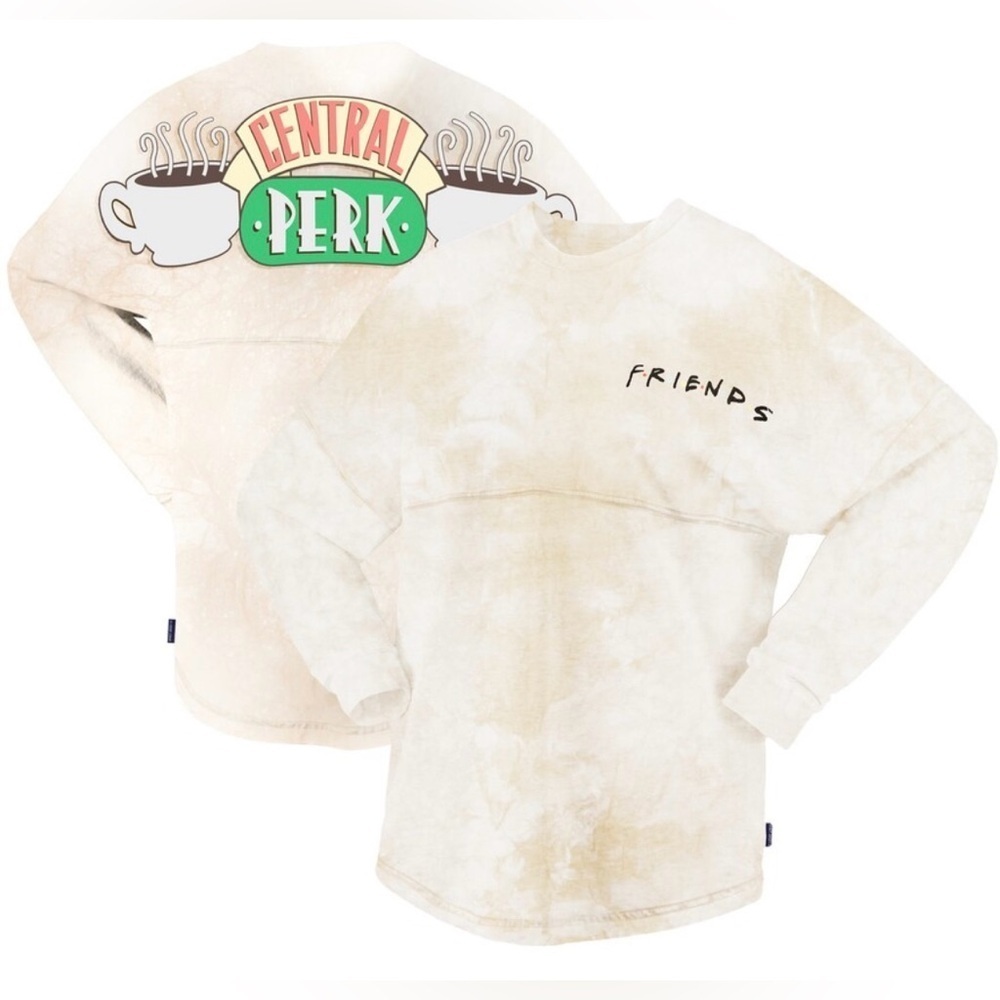Spirit Jersey Friend’s Unisex Central Perk Tea Stain Long Sleeve - Cream Sz L - Picture 1 of 9